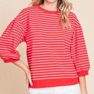 Red pink 3/4 sleeve woman’s Top ballon sleeve new